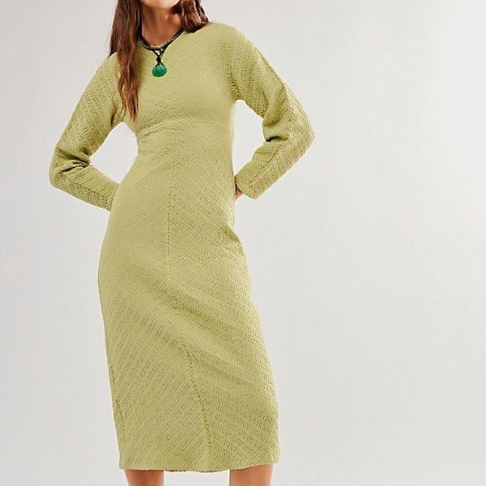 NWOT Free People Gabby Seamless Midi Dress Dried Aloe